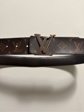 Louis Vuitton Brown Monogram Canvas Belt with LV Brass-Tone Buckle